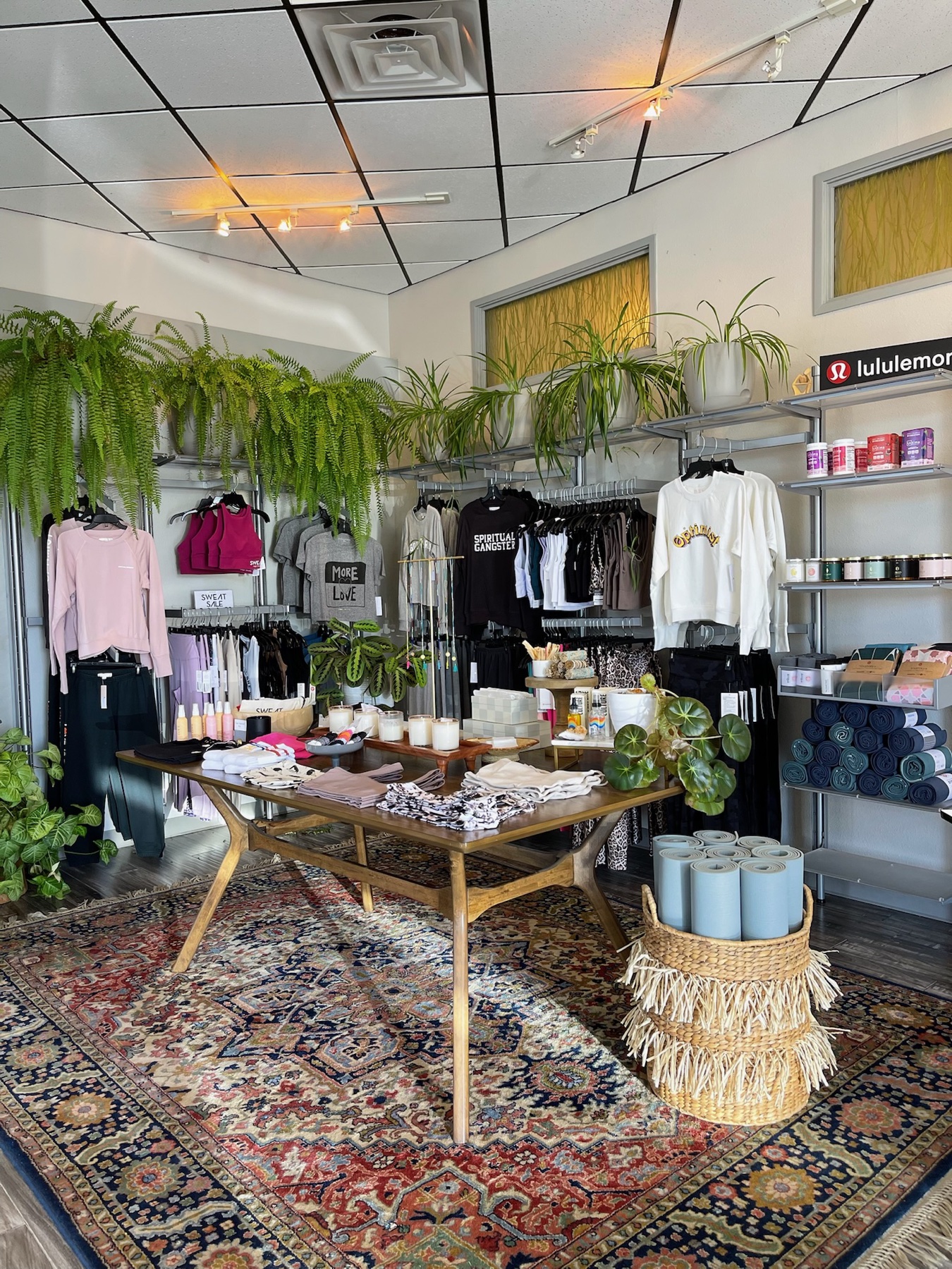 The lobby and retail boutique at SWEAT Yoga Studio